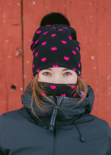 Micro Heart Midi Faux Fur Pom Beanie