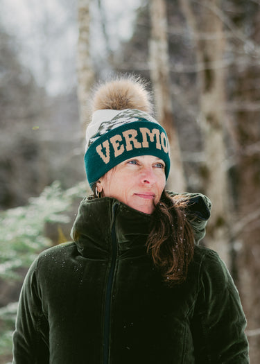 Vermont Cuffed Faux Fur Pom Beanie
