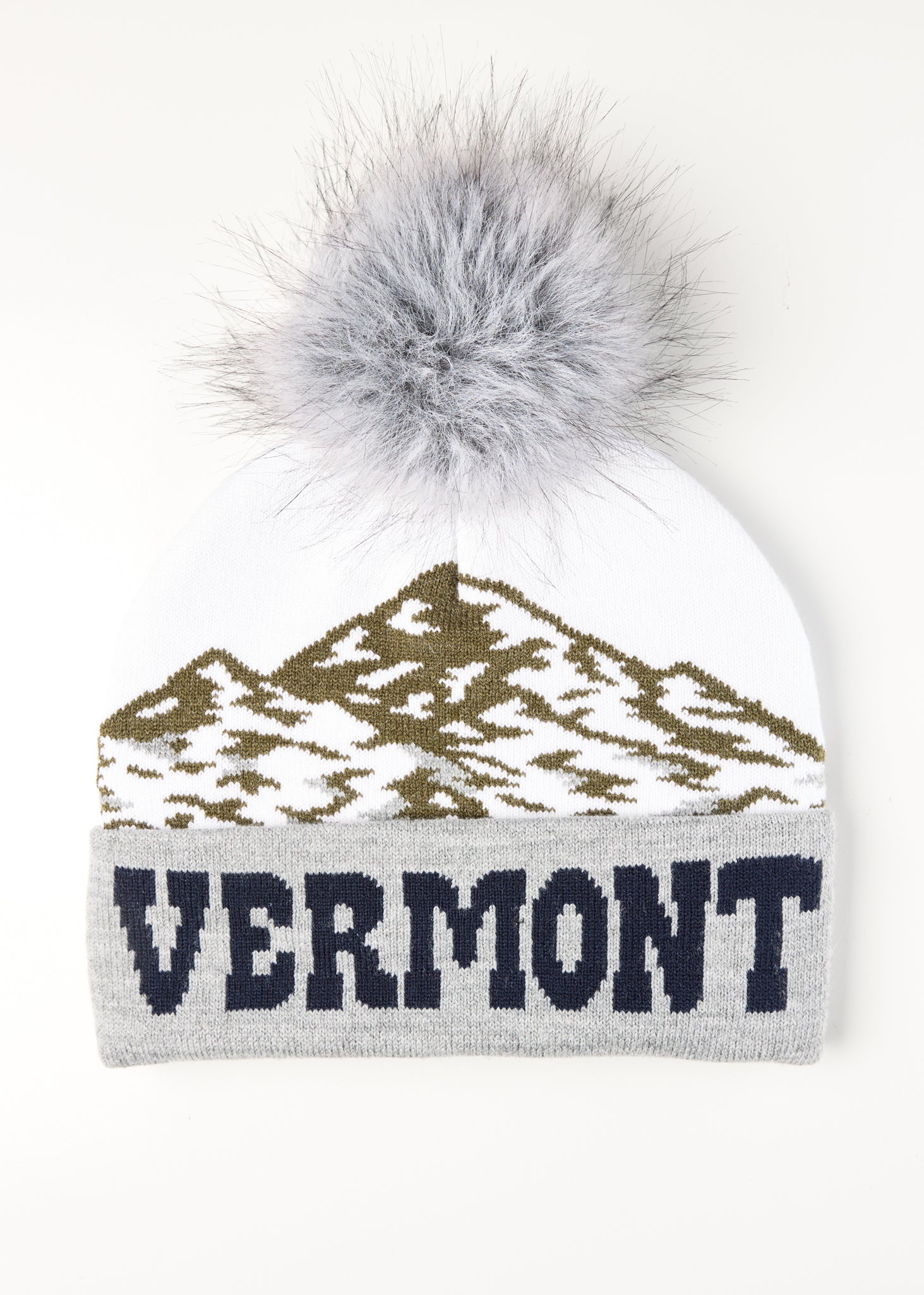 Vermont Cuffed Faux Fur Pom Beanie