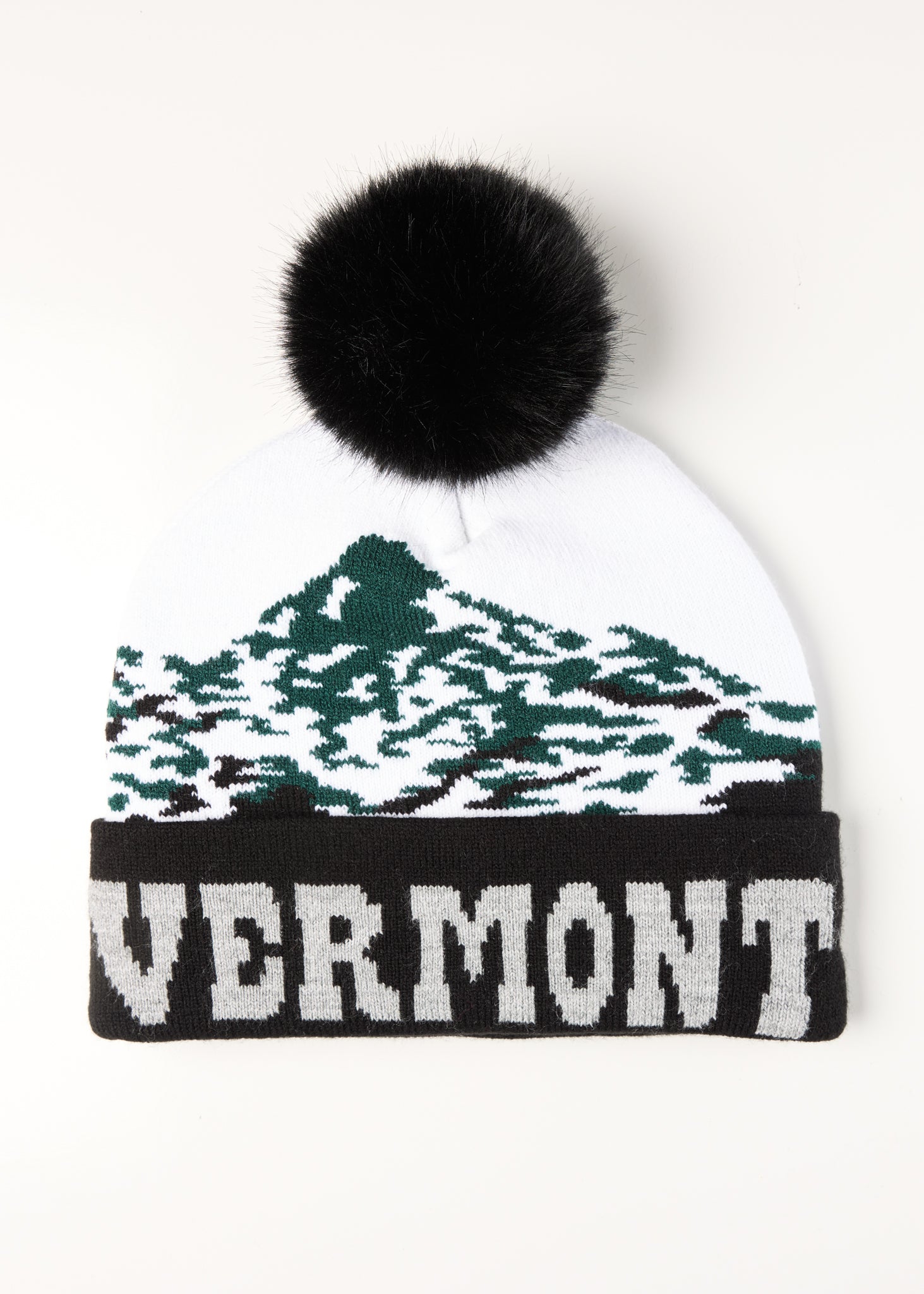 Vermont Cuffed Faux Fur Pom Beanie