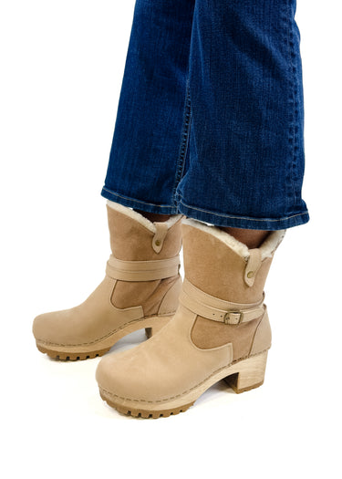 Shearling Lucy Chunky Heel Clog Boot